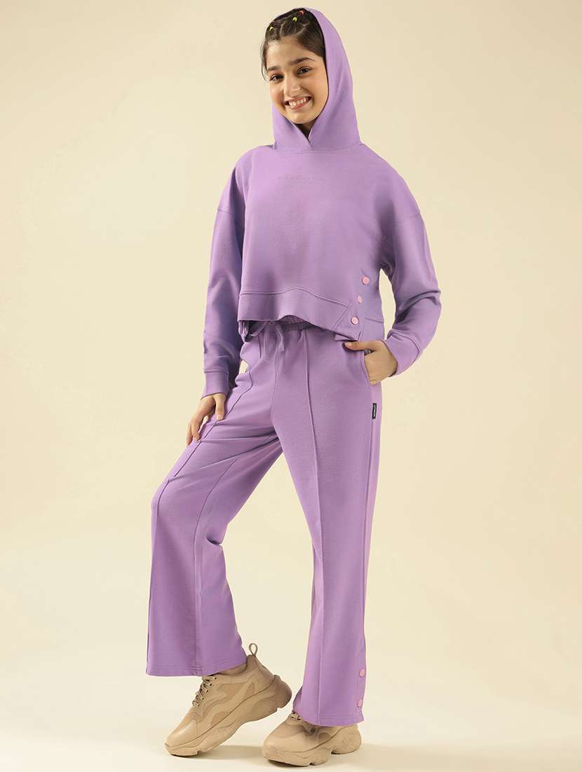 girls solid active wear co-ord set