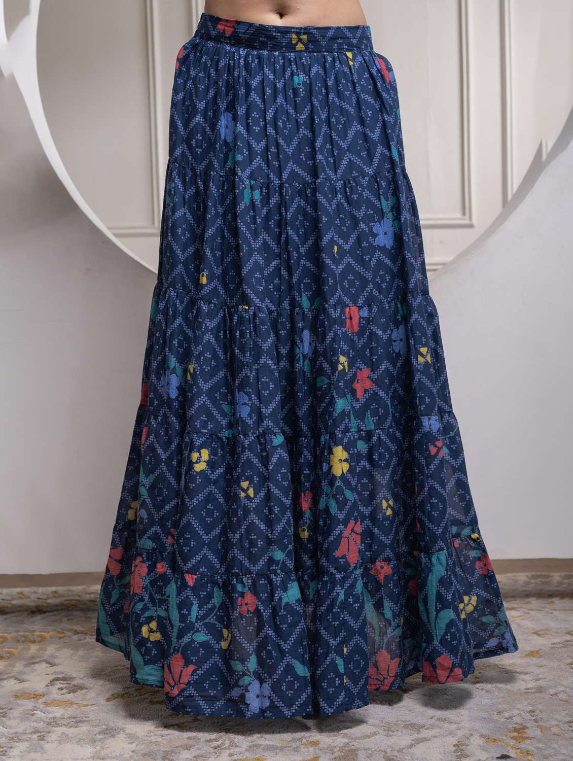 women printed puff sleeve skirt top set - 22183374 -  Standard Image - 5