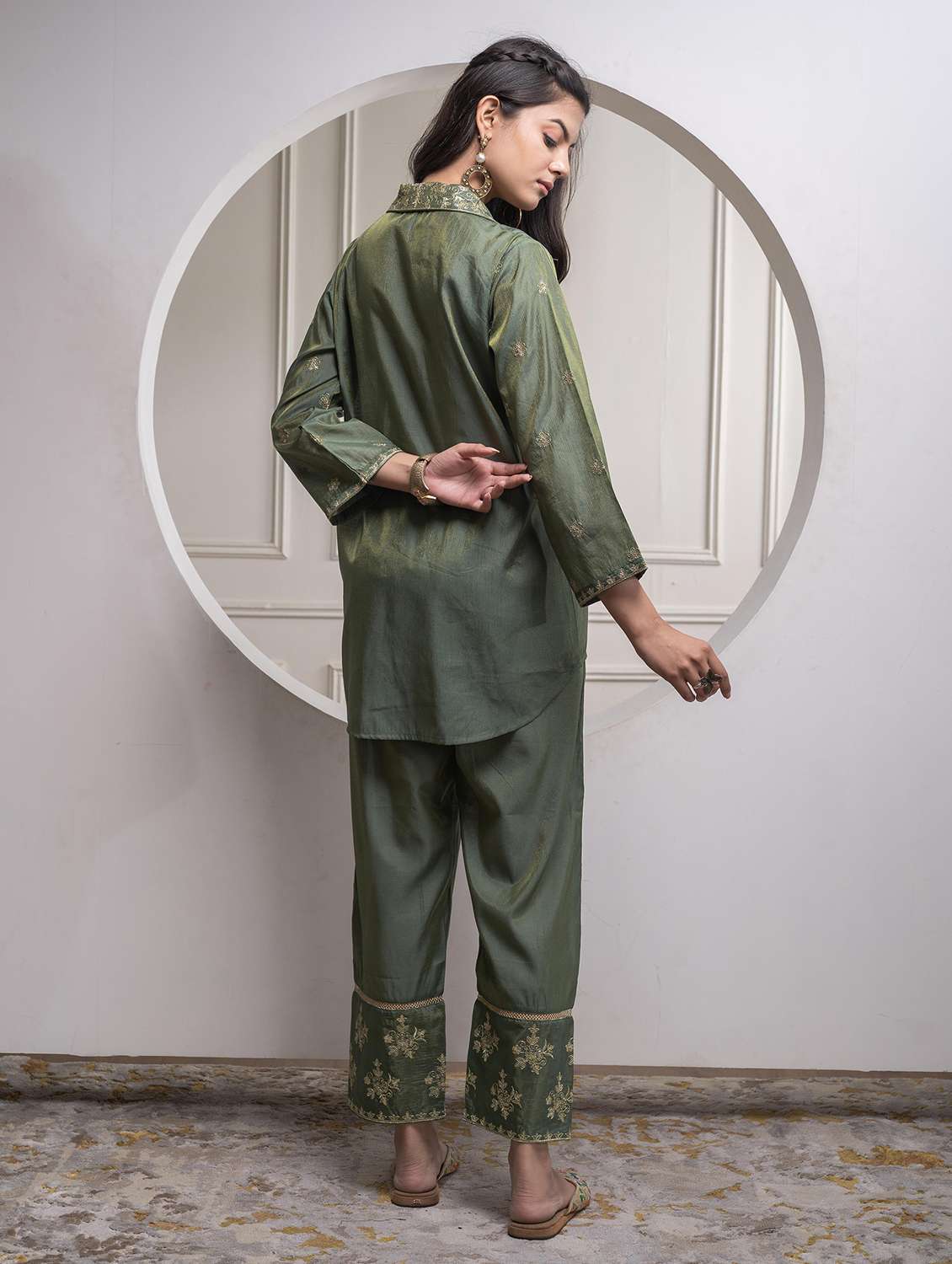 women embroidered long sleeve regular fit ethnic co-ord set - 22183378 -  Standard Image - 3