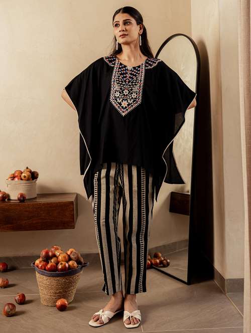 women embroidered kimono sleeve regular fit ethnic co-ord set - 22183379 -  Standard Image - 0