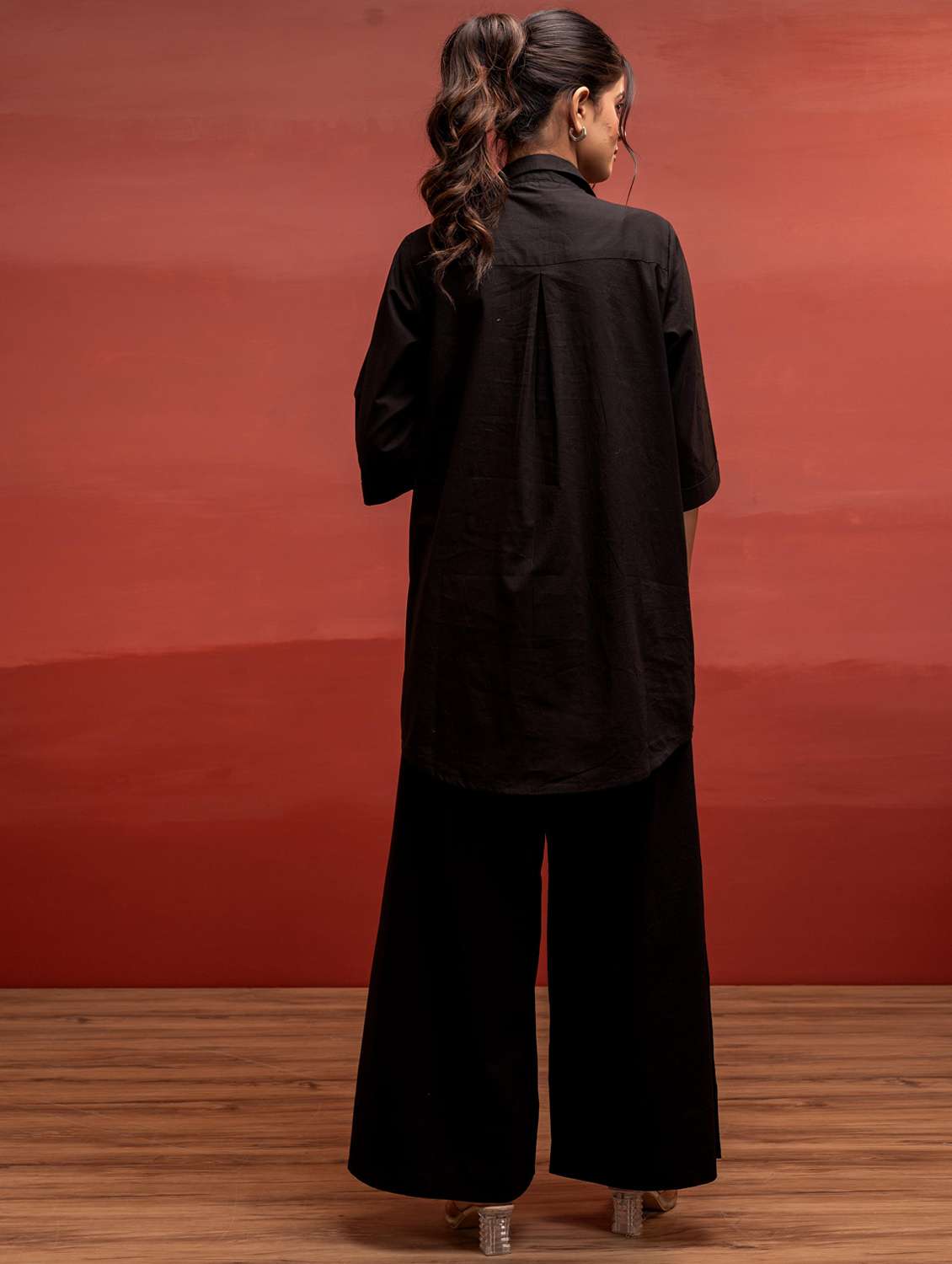 women solid with work three quarter sleeve relaxed fit ethnic co-ord set - 22183383 -  Standard Image - 3