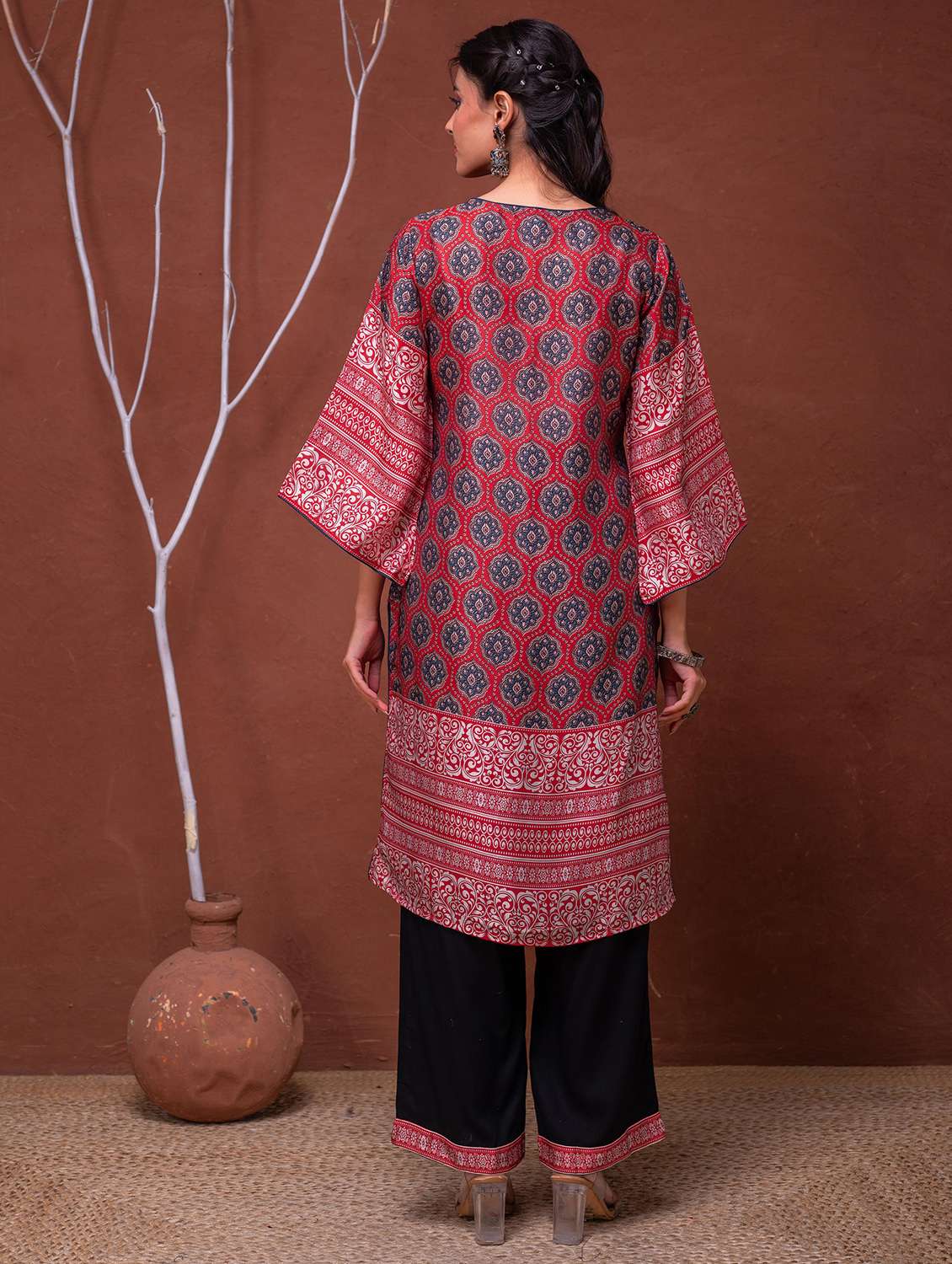 women printed bell sleeve kurta pant set - 22183391 -  Standard Image - 3