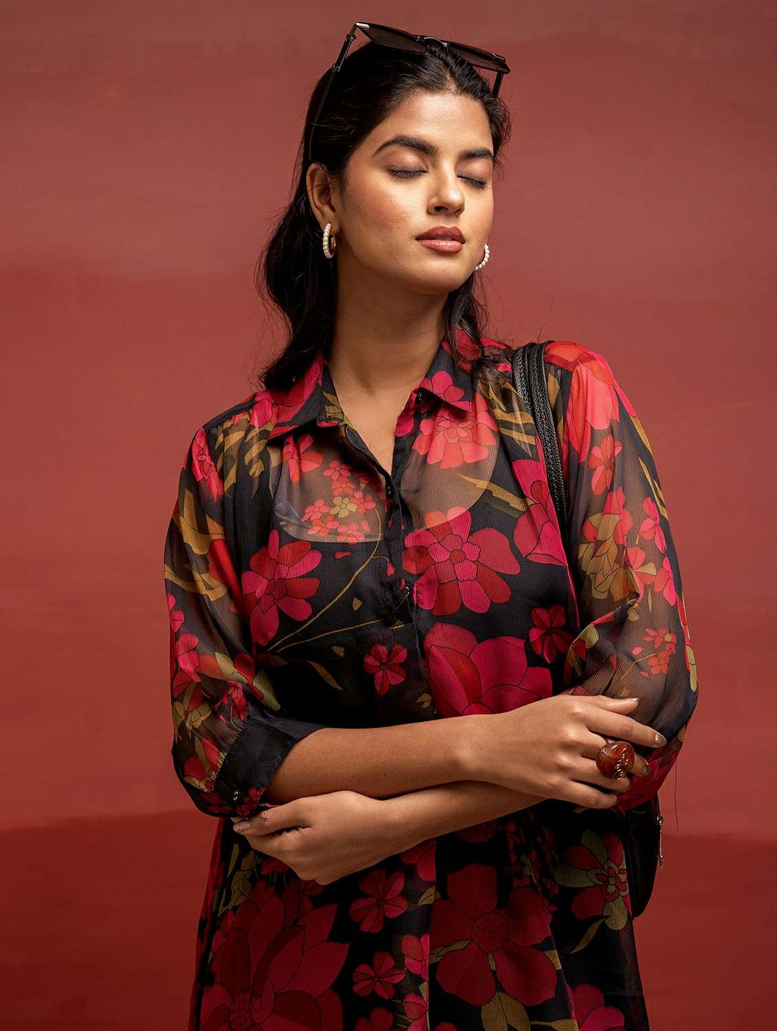 women floral printed three quarter sleeve a-line dress - 22183447 -  Standard Image - 5