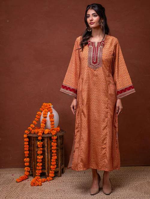 women printed long sleeve straight kurta  - 22183448 -  Standard Image - 0