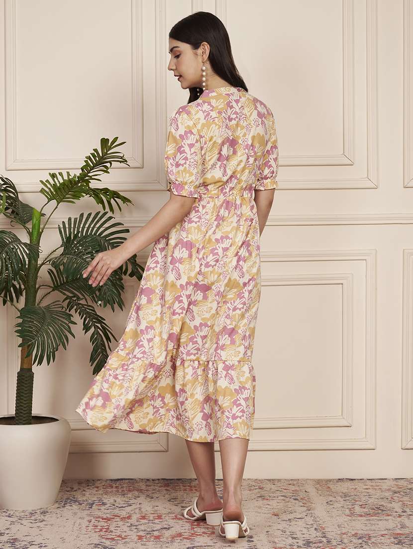 women printed short sleeve tiered dress - 22183571 -  Standard Image - 3