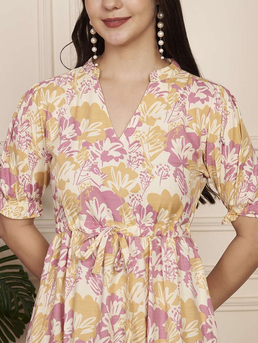 women printed short sleeve tiered dress - 22183571 -  Standard Image - 5