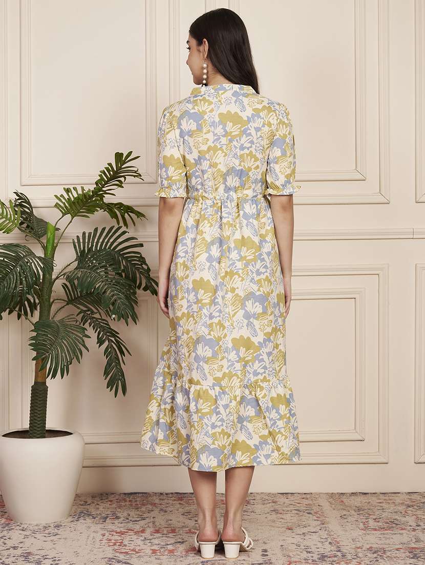 women printed short sleeve tiered dress - 22183572 -  Standard Image - 3