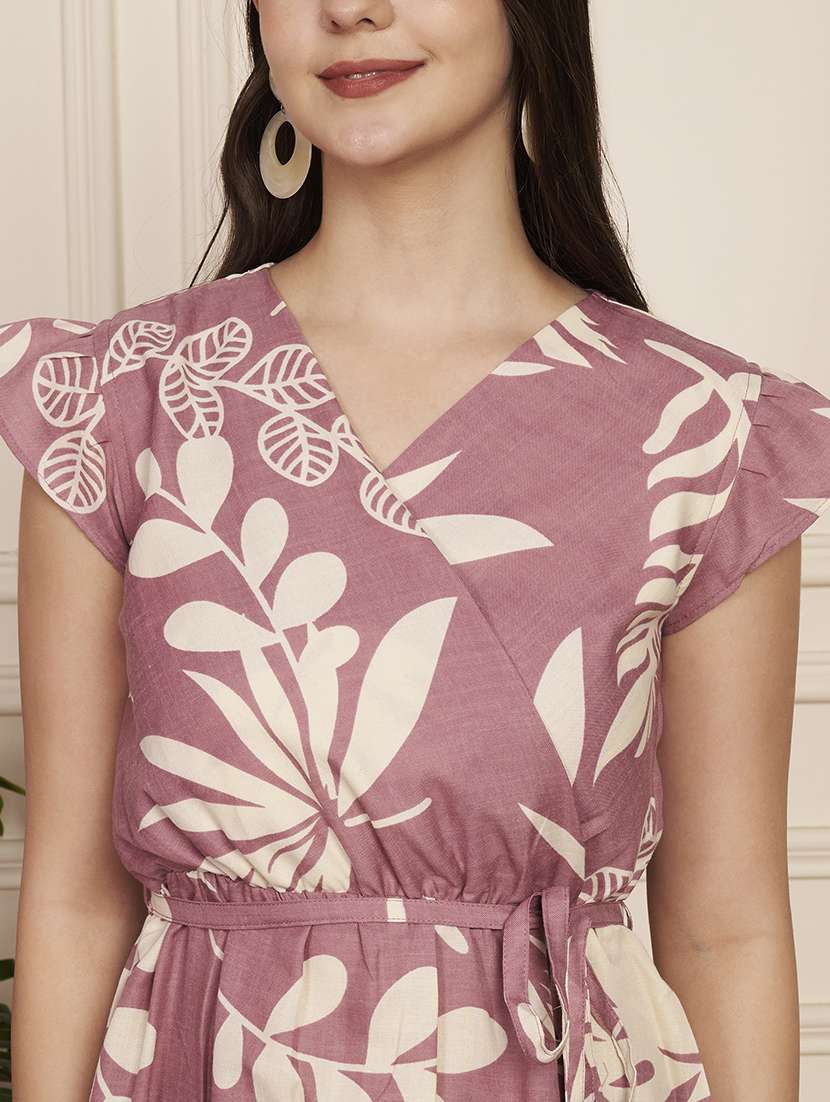 women printed cap sleeve tiered dress - 22183573 -  Standard Image - 5