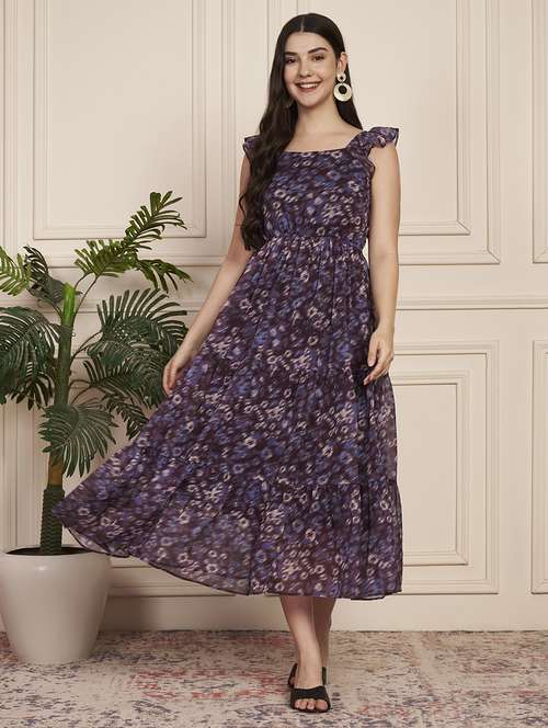 women printed sleeveless tiered dress - 22183575 -  Standard Image - 0