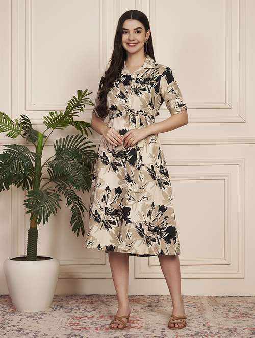 women printed short sleeve a-line dress - 22183577 -  Standard Image - 0