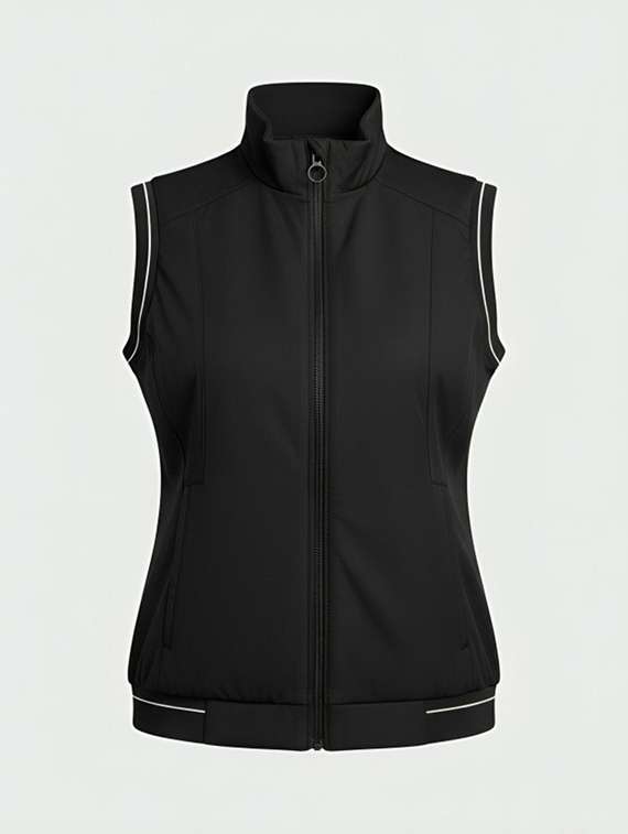 women solid sleeveless stand collar biker jacket - 22183600 -  Standard Image - 3