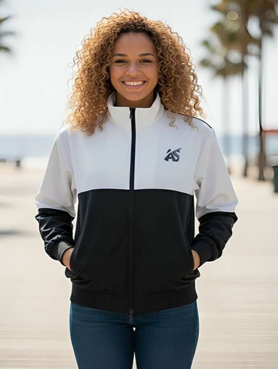 women color blocked sleeveless bomber jacket