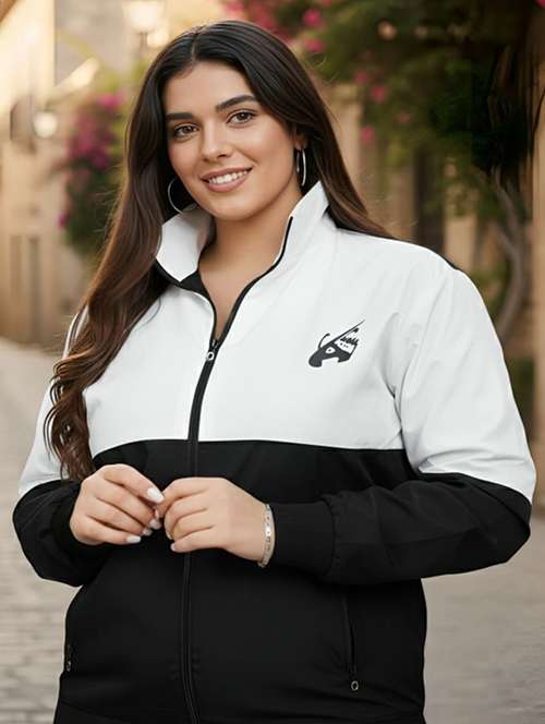 women color blocked long sleeve regular jacket - 22183614 -  Standard Image - 0