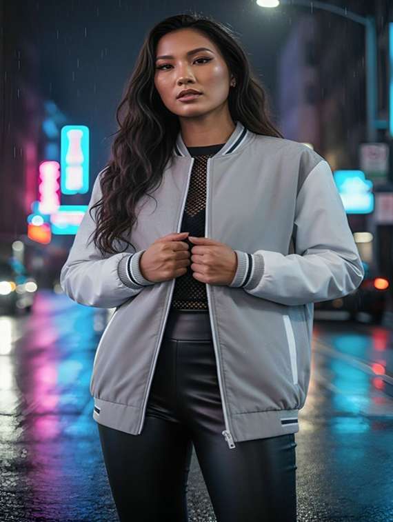 women color blocked sleeveless bomber jacket - 22183626 -  Zoom Image - 0