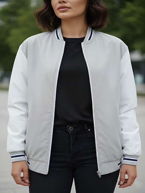women color blocked long sleeve varsity jacket - 22183635 -  Standard Image - 3