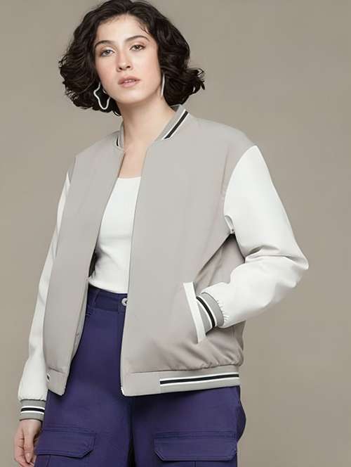 multi colored polyester varsity  jacket - 22183638 -  Standard Image - 0