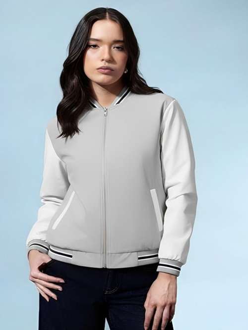 women color blocked sleeveless bomber jacket - 22183639 -  Standard Image - 0