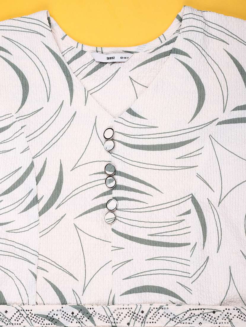 girls printed three quarter sleeve tiered dress - 22183702 -  Standard Image - 3