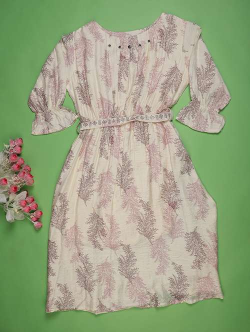 girls printed three quarter sleeve a-line dress - 22183704 -  Standard Image - 0