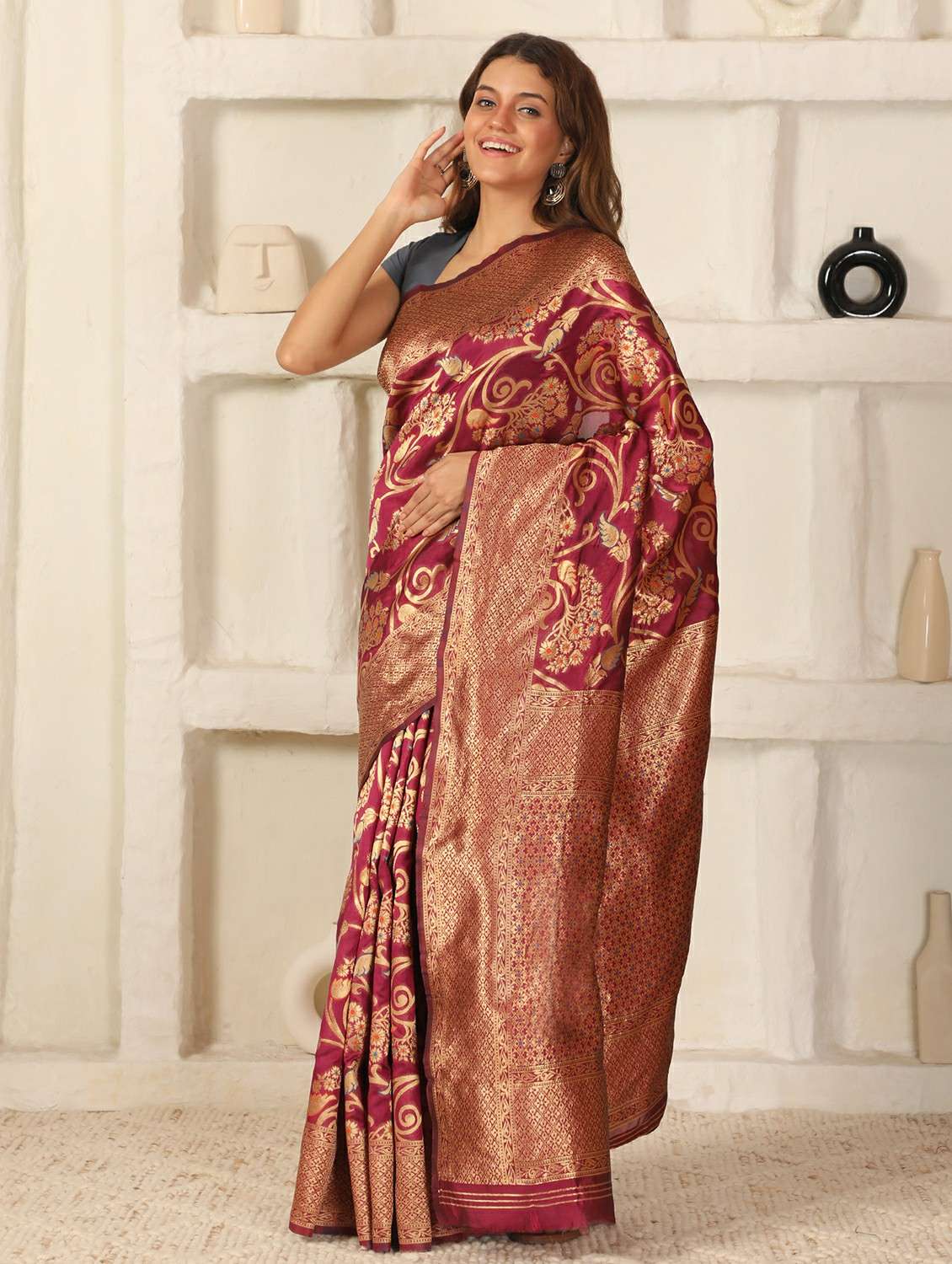 women self design banarasi saree with blouse - 22183708 -  Standard Image - 3