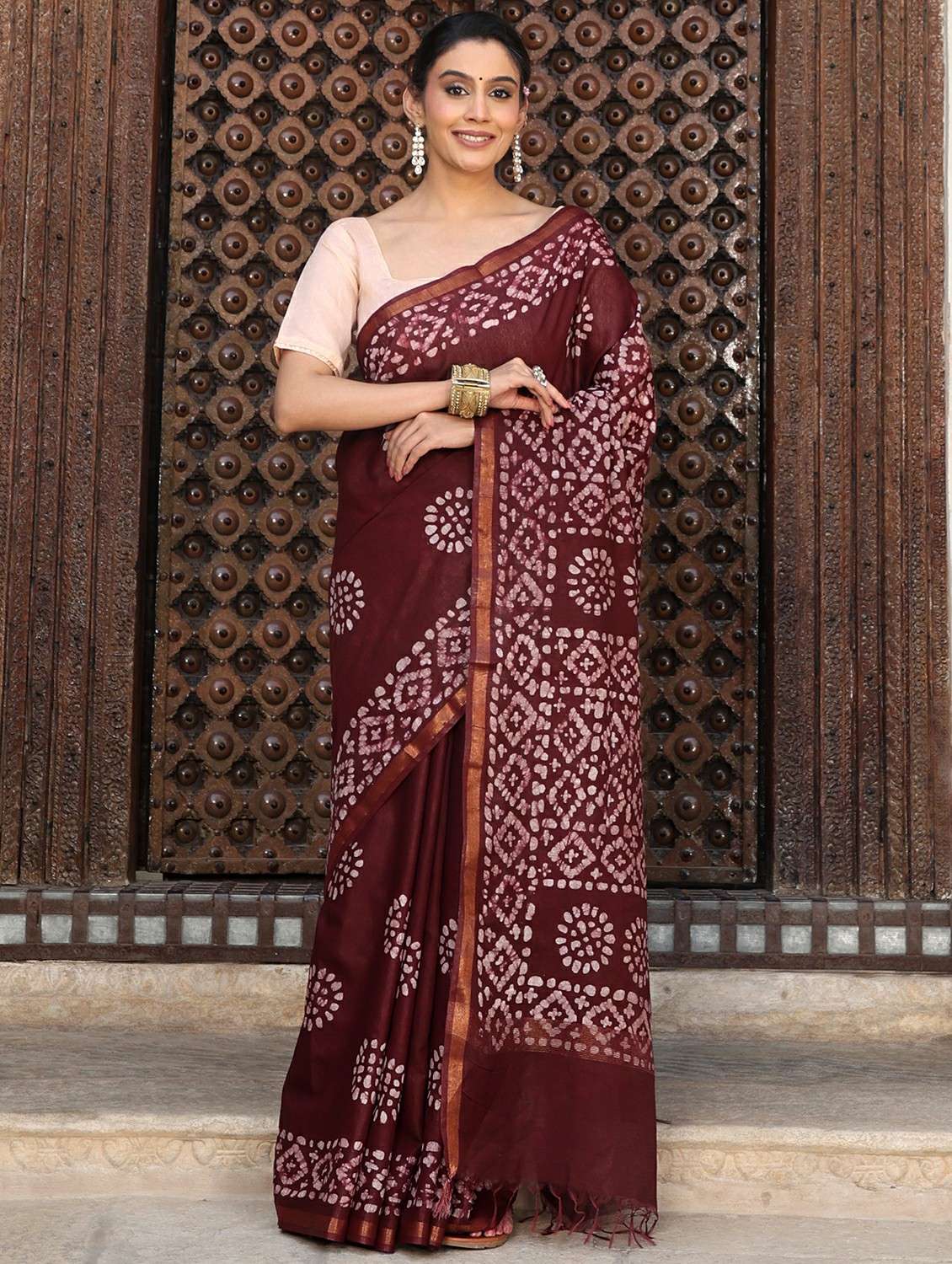 women batik printed saree with blouse