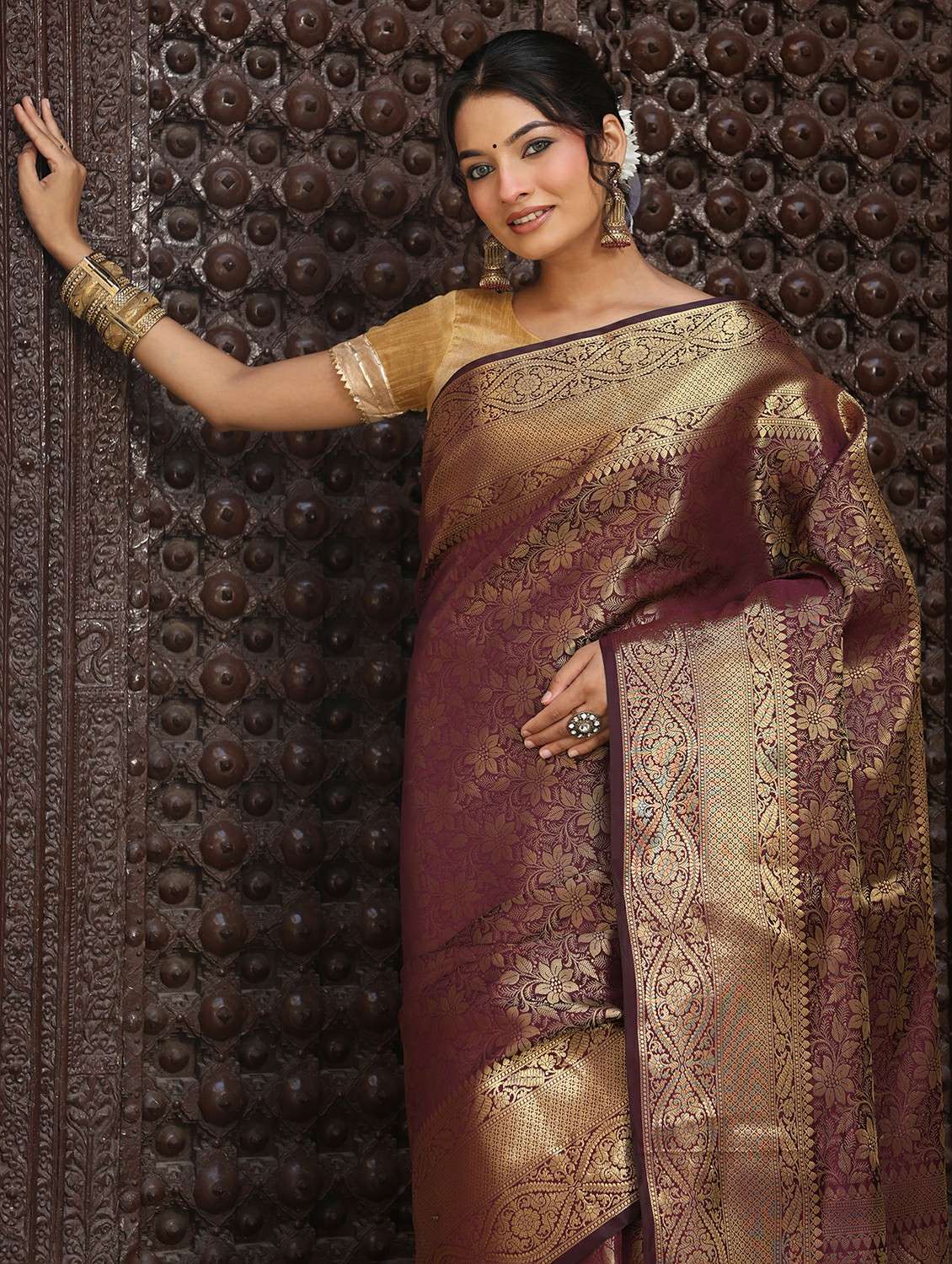 women self design banarasi saree with blouse - 22183735 -  Standard Image - 5