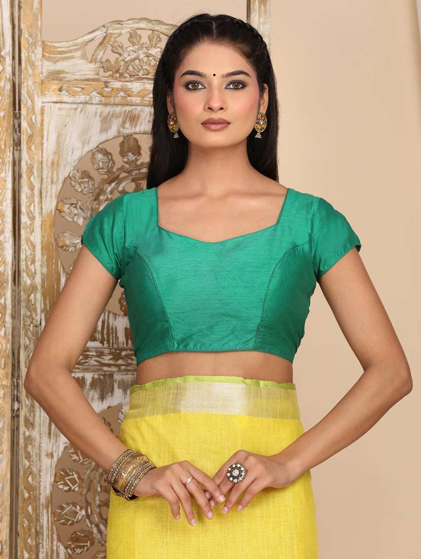 women solid with bordered saree with blouse - 22183746 -  Standard Image - 5