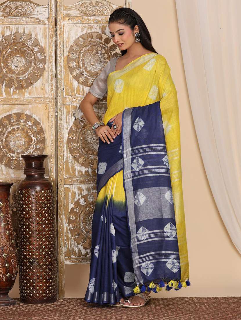 women tie & dye printed saree with blouse - 22183748 -  Standard Image - 3