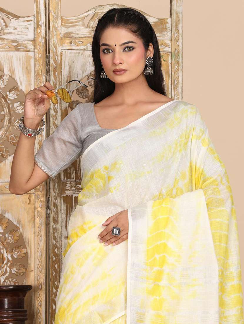 women tie & dye printed saree with blouse - 22183754 -  Standard Image - 5