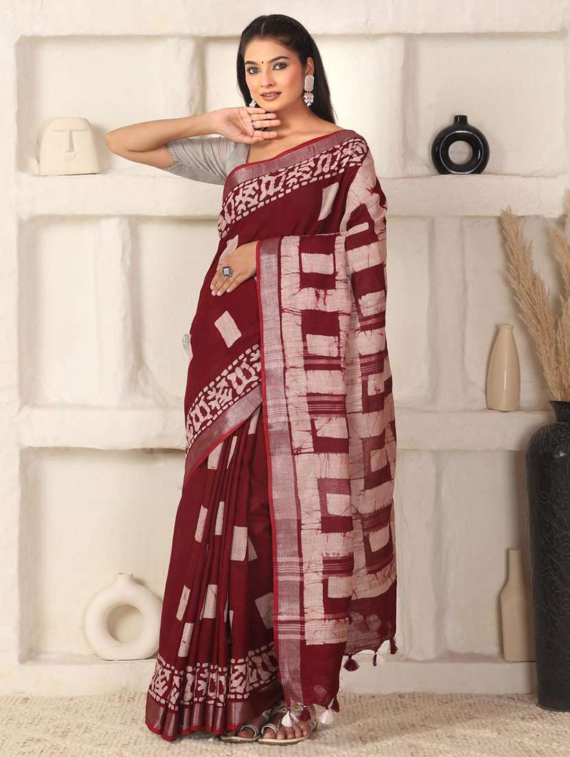 women batik printed saree with blouse - 22183757 -  Standard Image - 3