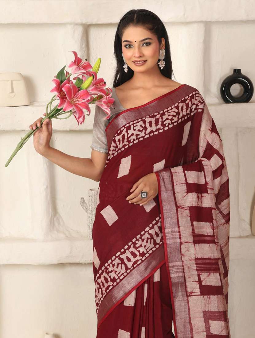 women batik printed saree with blouse - 22183757 -  Standard Image - 5