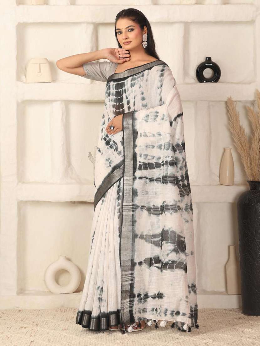 women tie & dye printed saree with blouse - 22183760 -  Standard Image - 3