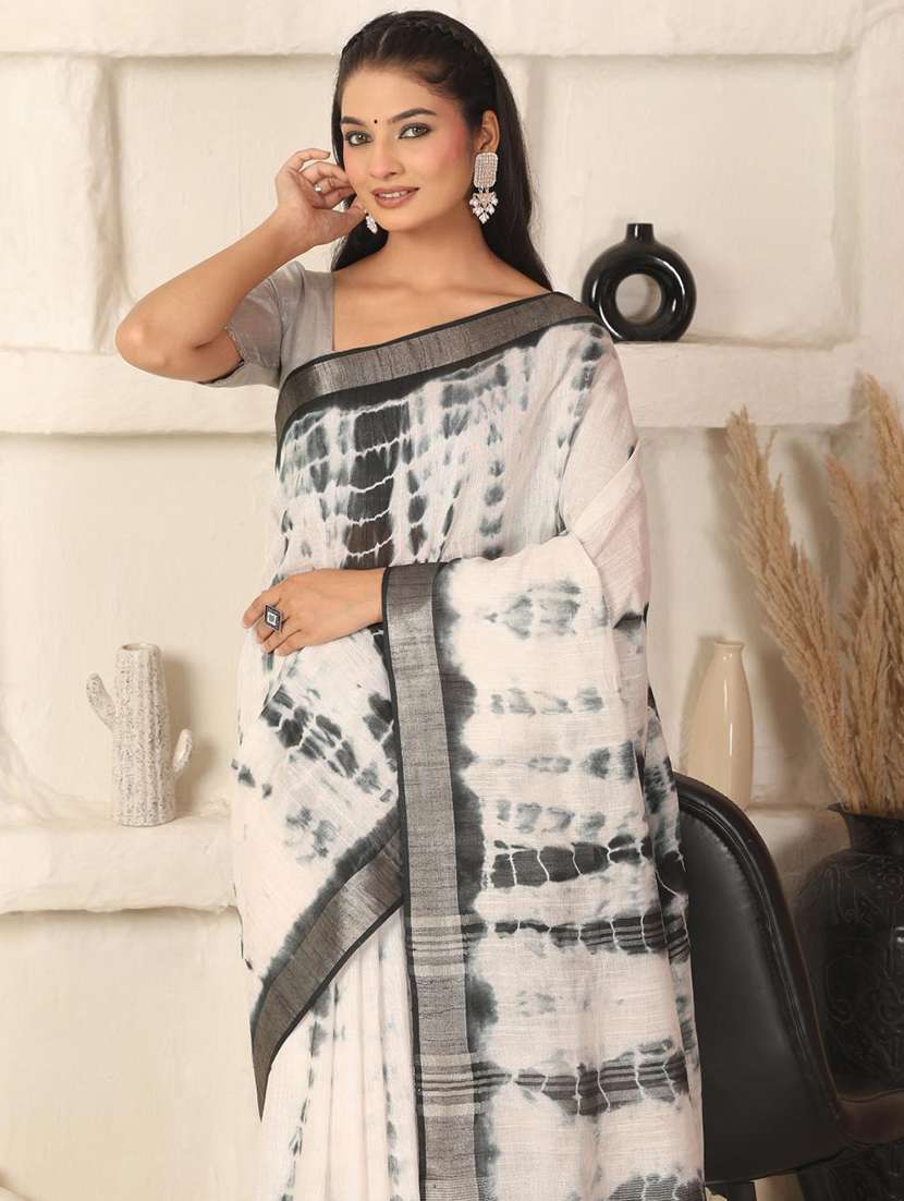 women tie & dye printed saree with blouse - 22183760 -  Standard Image - 5