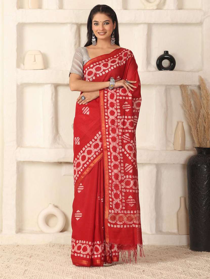women batik printed saree with blouse - 22183763 -  Zoom Image - 0