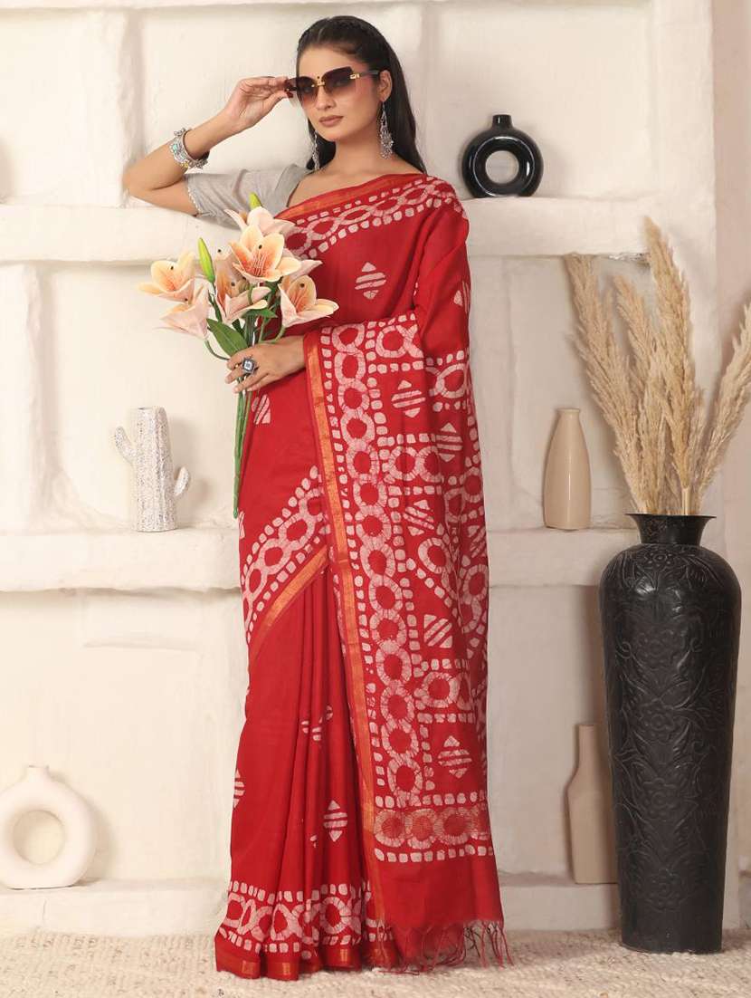 women batik printed saree with blouse - 22183763 -  Standard Image - 3