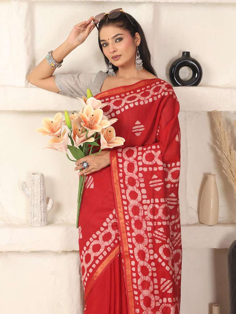 women batik printed saree with blouse - 22183763 -  Standard Image - 5