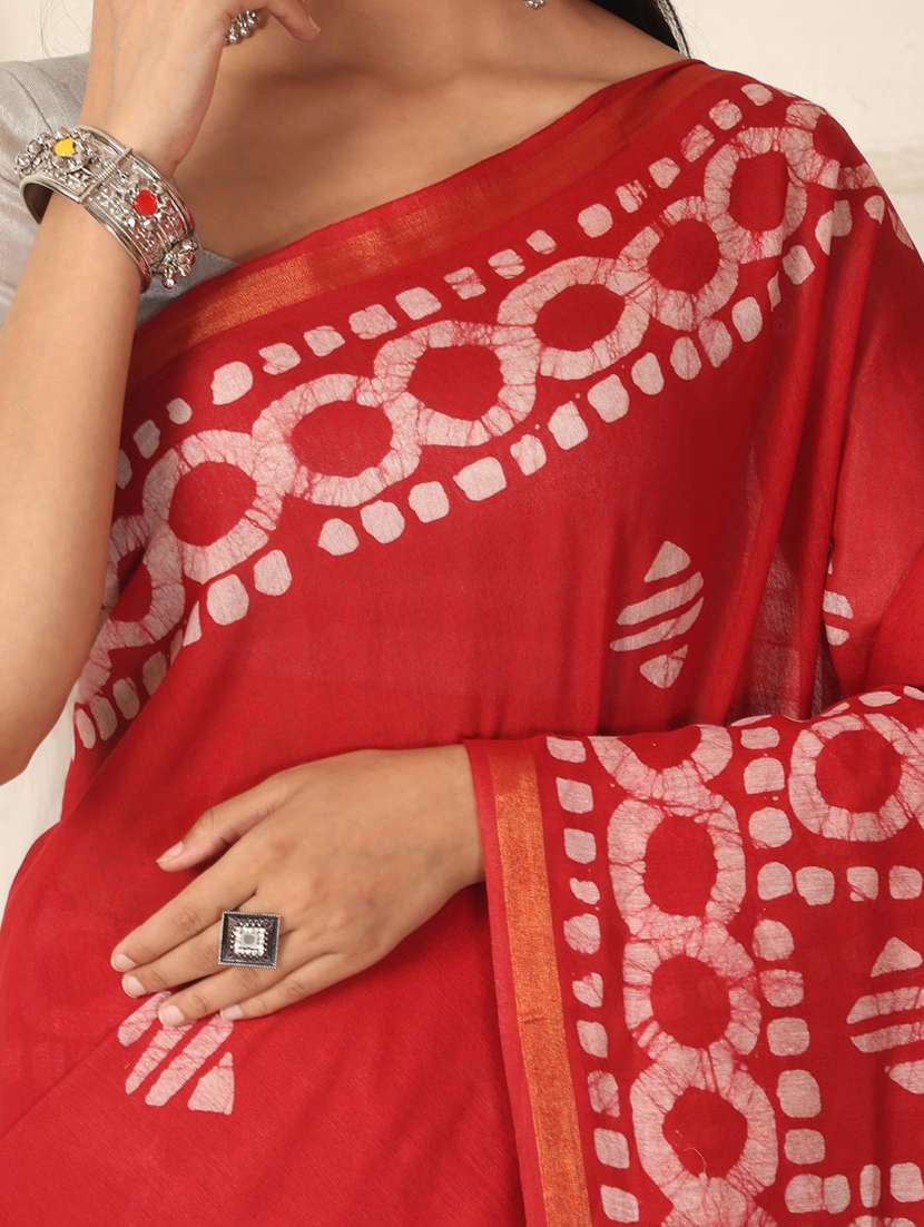 women batik printed saree with blouse - 22183763 -  Standard Image - 8