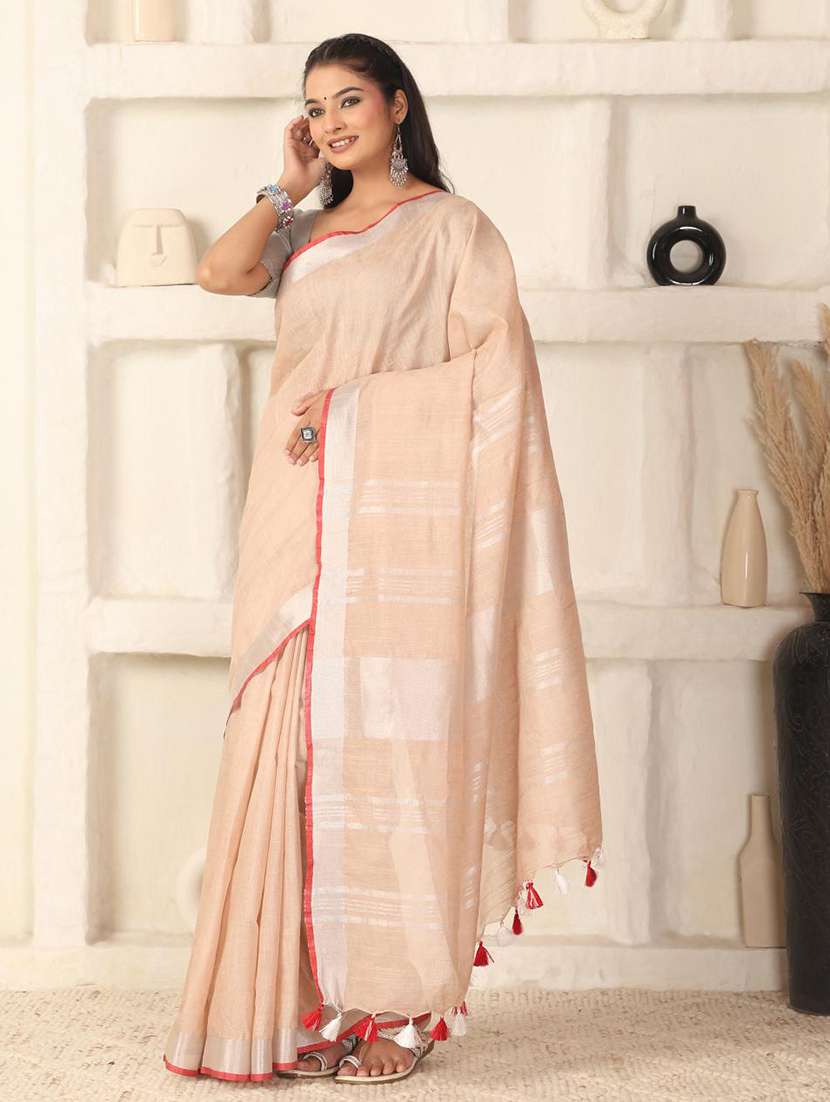 women solid with bordered saree with blouse - 22183764 -  Standard Image - 3