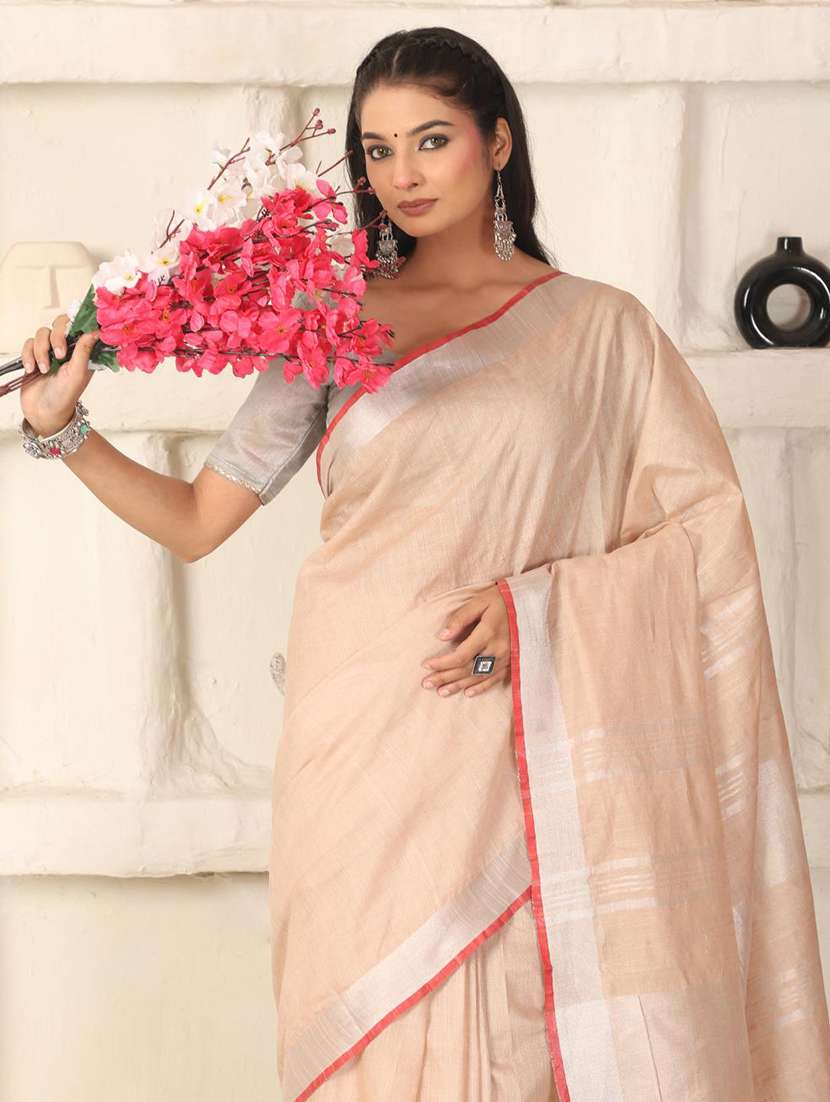 women solid with bordered saree with blouse - 22183764 -  Standard Image - 5
