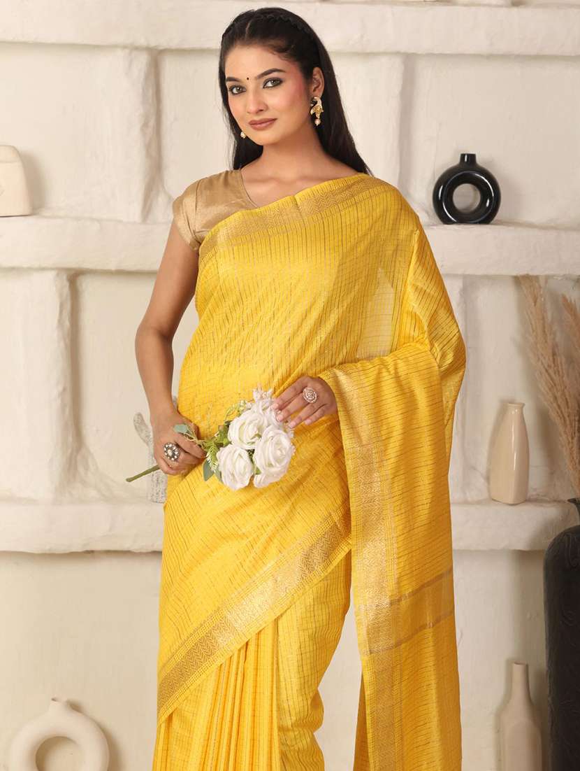 women solid with bordered saree with blouse - 22183774 -  Standard Image - 5