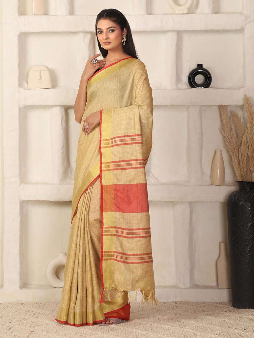 women solid with bordered saree with blouse - 22183775 -  Standard Image - 3