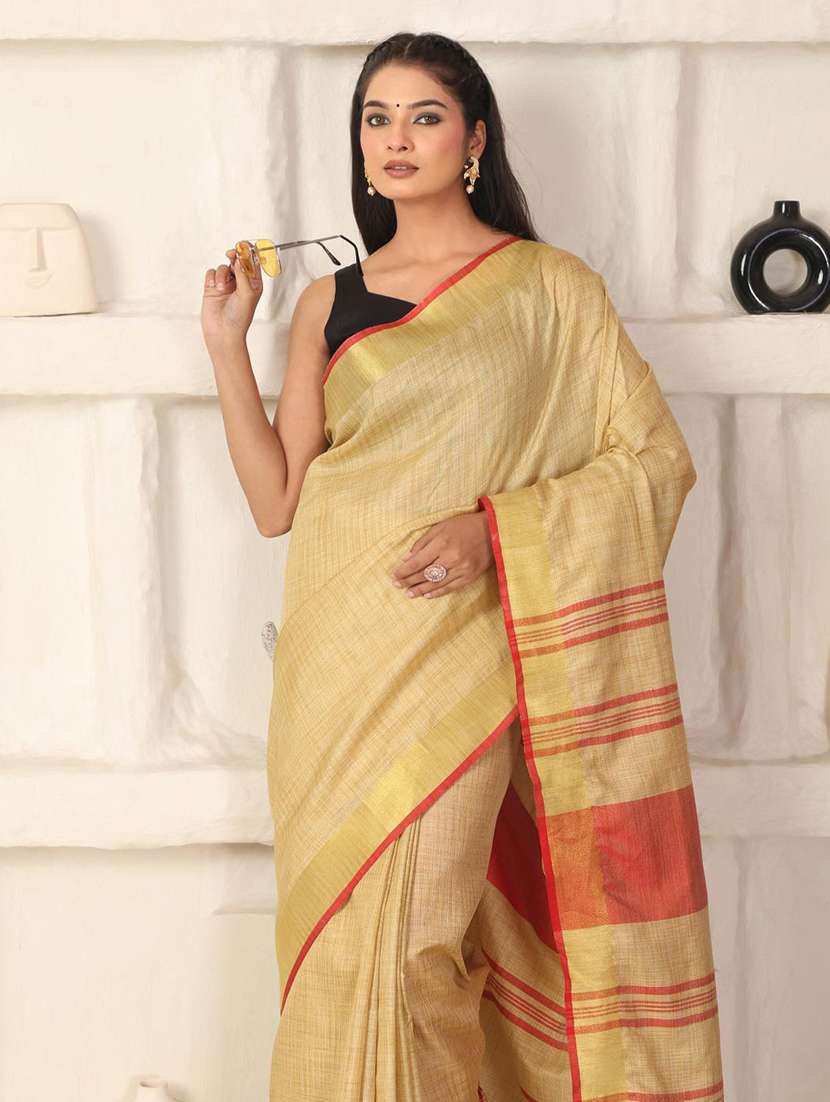 women solid with bordered saree with blouse - 22183775 -  Standard Image - 5