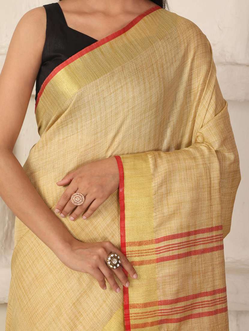 women solid with bordered saree with blouse - 22183775 -  Standard Image - 8