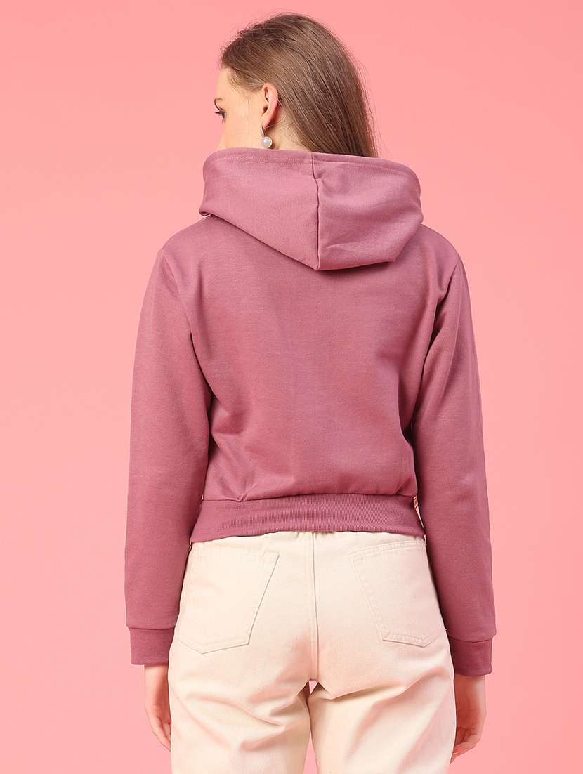 women printed long sleeve hooded cropped sweatshirt - 22183796 -  Standard Image - 3