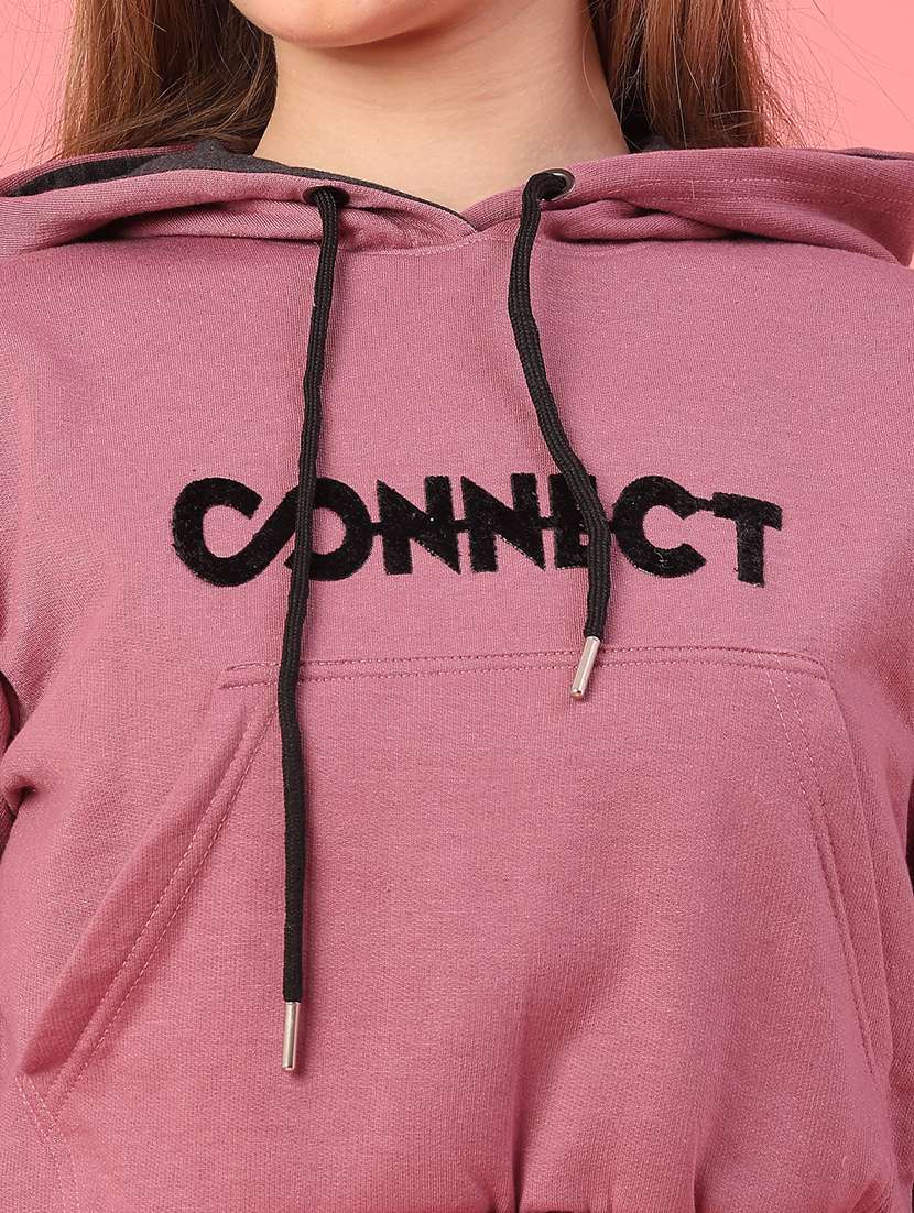 women printed long sleeve hooded cropped sweatshirt - 22183796 -  Standard Image - 5