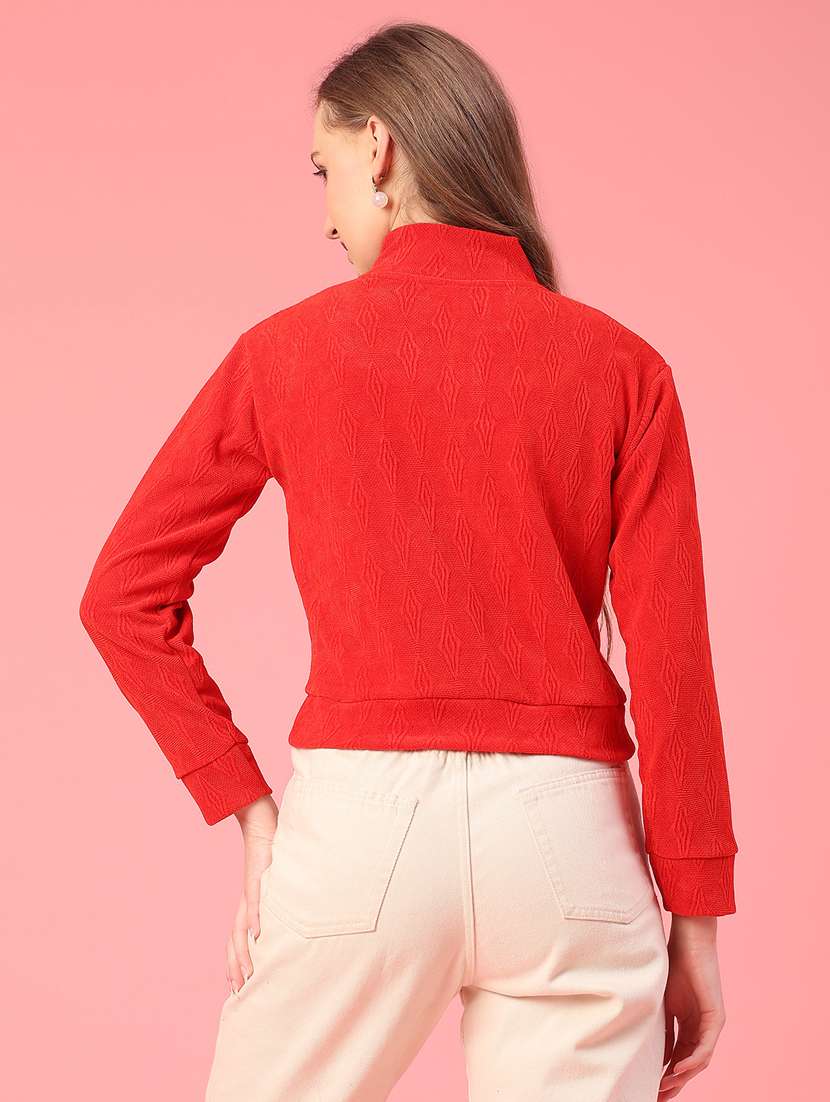 women solid long sleeve cropped sweatshirt - 22183803 -  Standard Image - 3