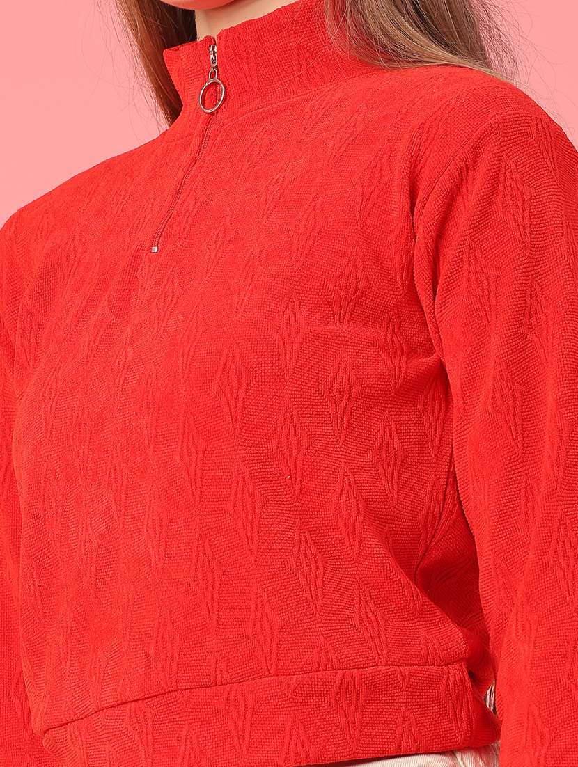 women solid long sleeve cropped sweatshirt - 22183803 -  Standard Image - 5