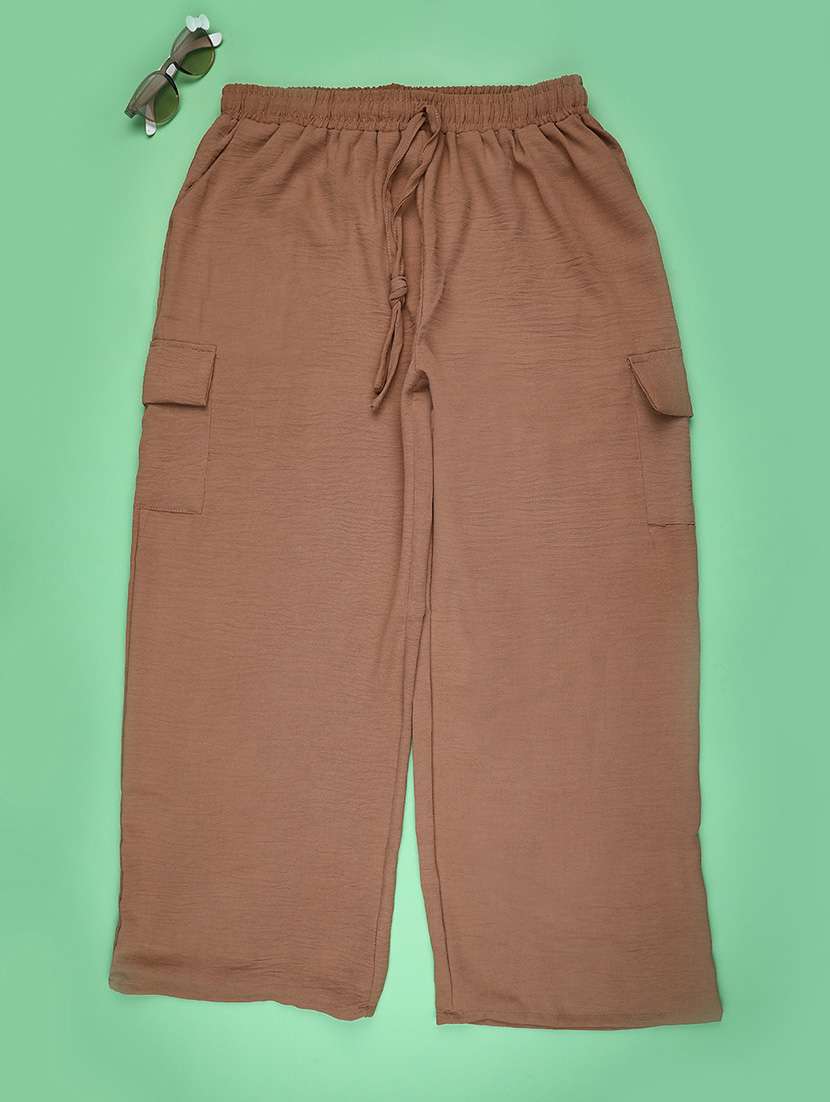 girls solid mid rise cargos 