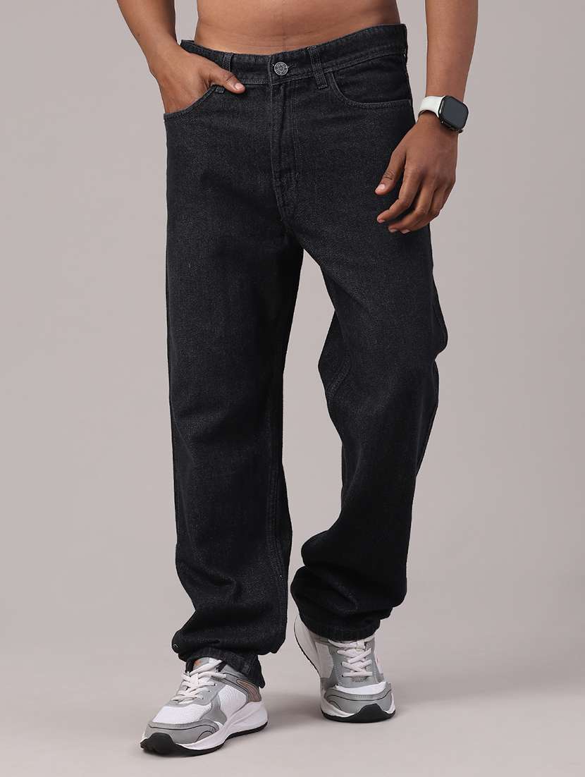 men plain mid rise full length relaxed fit jeans