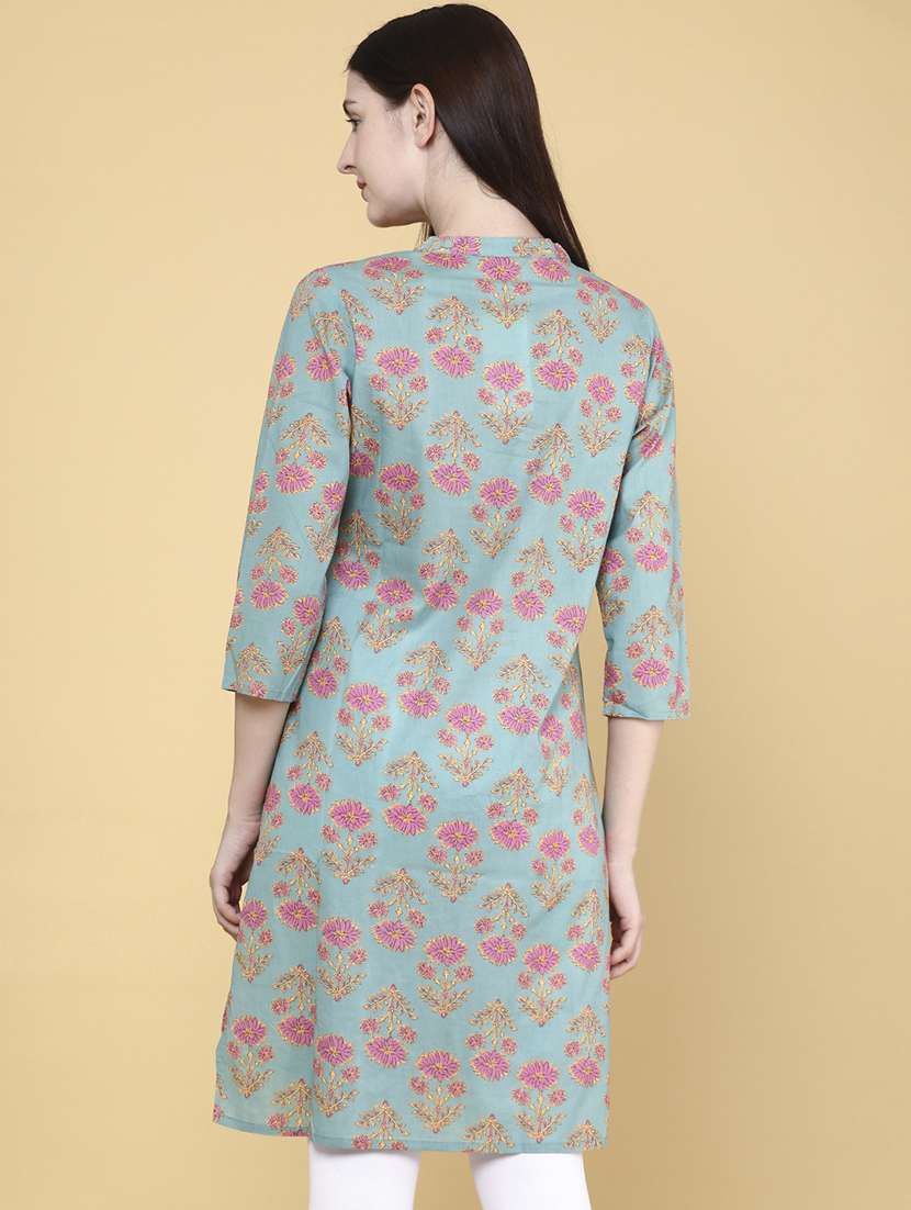 women printed cotton straight kurta - 22183903 -  Standard Image - 3